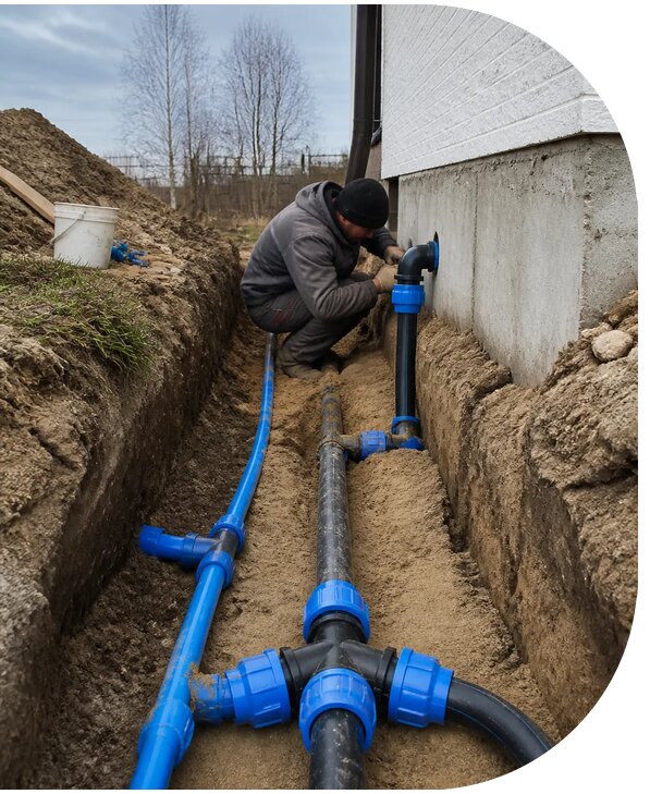 Монтаж наружного водопровода на участке под ключ в Гулькевичах